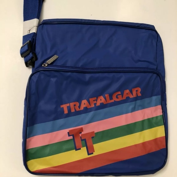 Vtg 80s Trafalgar Messenger Bag Luggage Rainbow TT - Picture 3 of 5